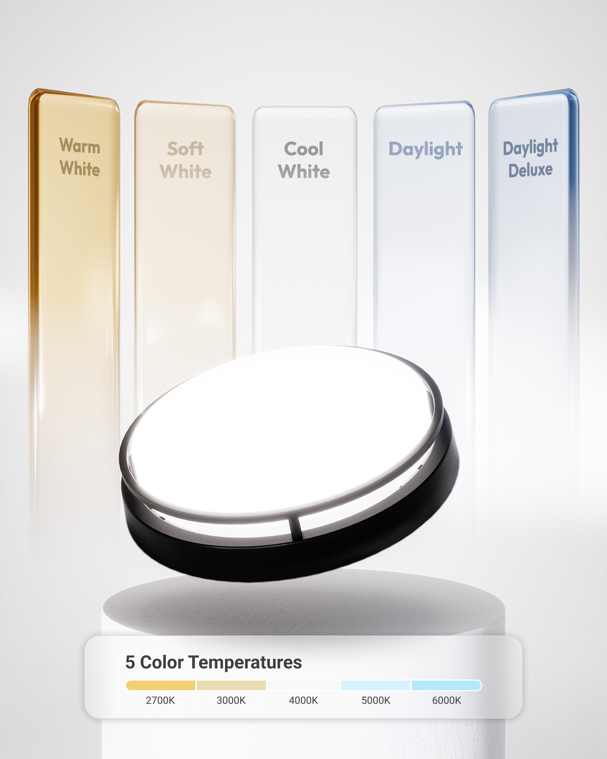 Sunco's 13 inch black ceiling fixture has selectable color temperature, ranging from 2700K to 6000K.
