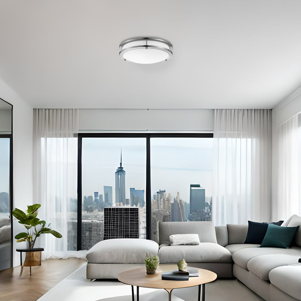 14 Inch Brushed Nickel Ceiling Light, Selectable CCT, 1400 Lumens