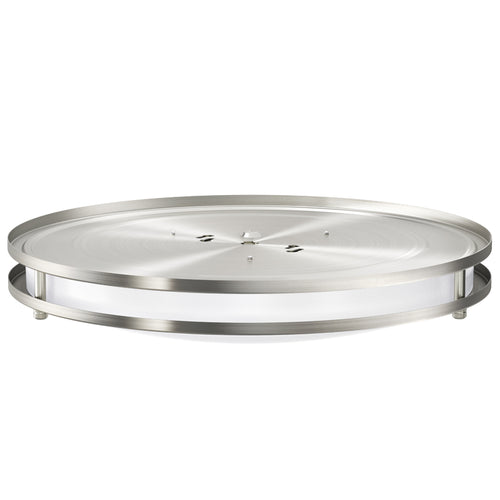The 14" Brushed Nickel Ceiling Fixture features a low-profile, clean, and modern look with glare-free and even light distribution.