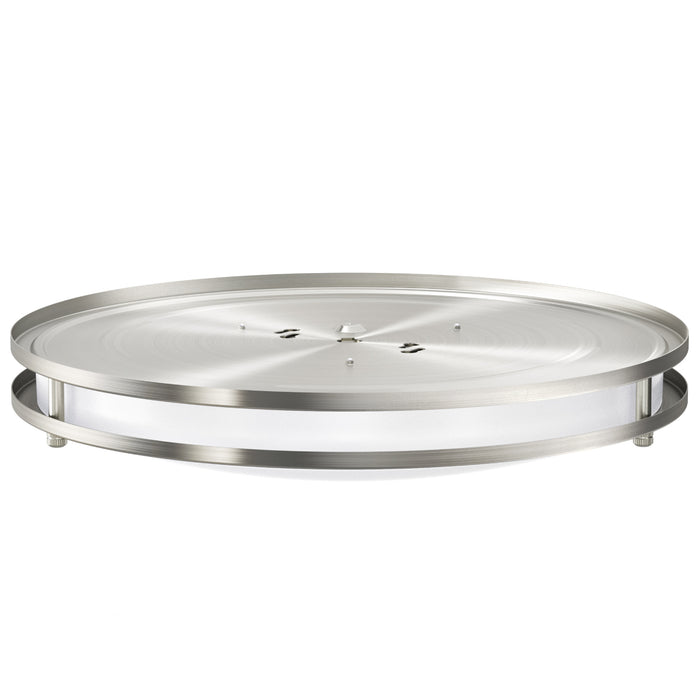 The 14" Brushed Nickel Ceiling Fixture features a low-profile, clean, and modern look with glare-free and even light distribution.