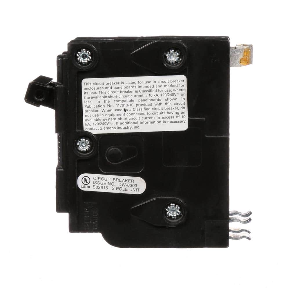 Siemens Type QD Double-Pole Replacement Circuit Breaker, model D220, product label detail, image 5