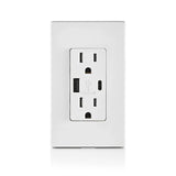 15 Amp Tamper Resistant Duplex Receptacle, Dual AC & USB-A/USB-C In-Wall Outlet