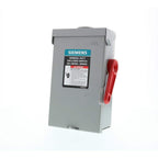 Siemens General Duty 30 Amp 2-Pole 3-Wire 240-Volt Fusible Outdoor Safety Switch, model GF221NRAU, product label detail, image 2