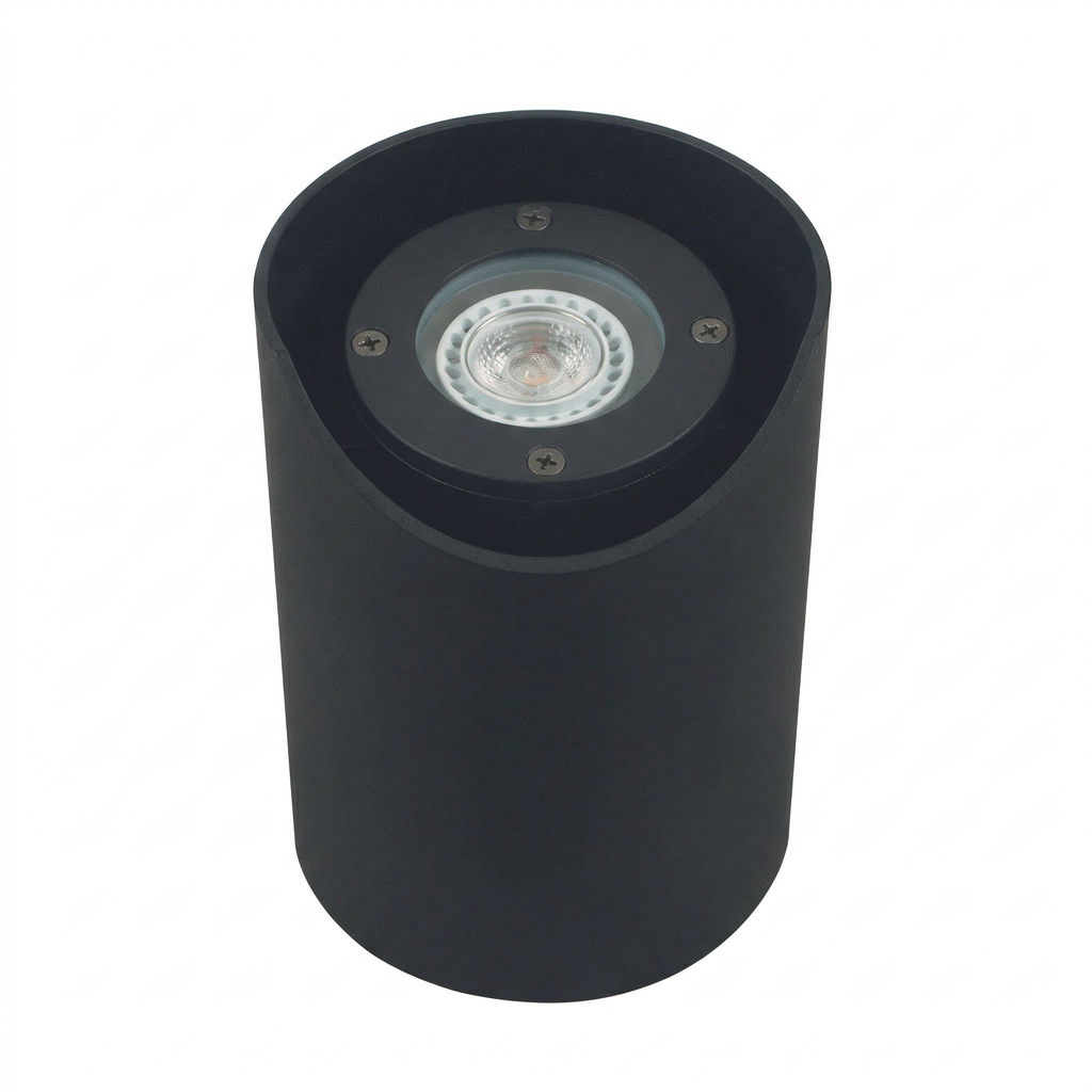 Black open-face shielded-sleeve well light