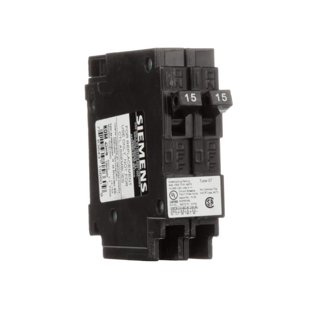 Siemens Type QT Tandem Non-Current Limiting Circuit Breaker, model Q2020NCU, product label detail, image 7