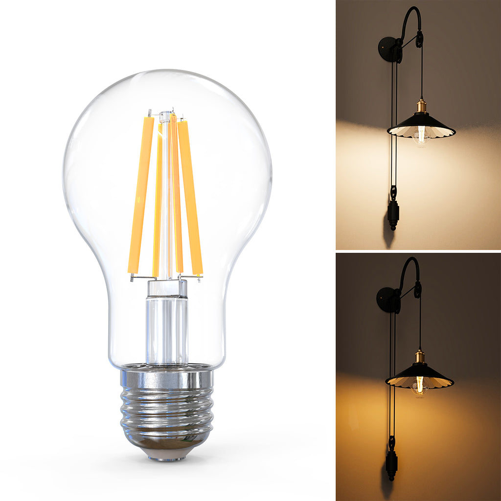 With its Edison-style filament, our A19 bulbs add a classic touch to bathrooms, kitchens, dining rooms, bedrooms, and more.