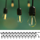 48ft Outdoor String Lights, 24 LED Filament Bulbs, Suspended Standard Sockets, 1800 Lumens