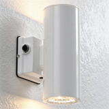 White Cylinder LED Wall Sconce, 20W/16W/10W, Dusk to Dawn Photocell , 2800 Lumens
