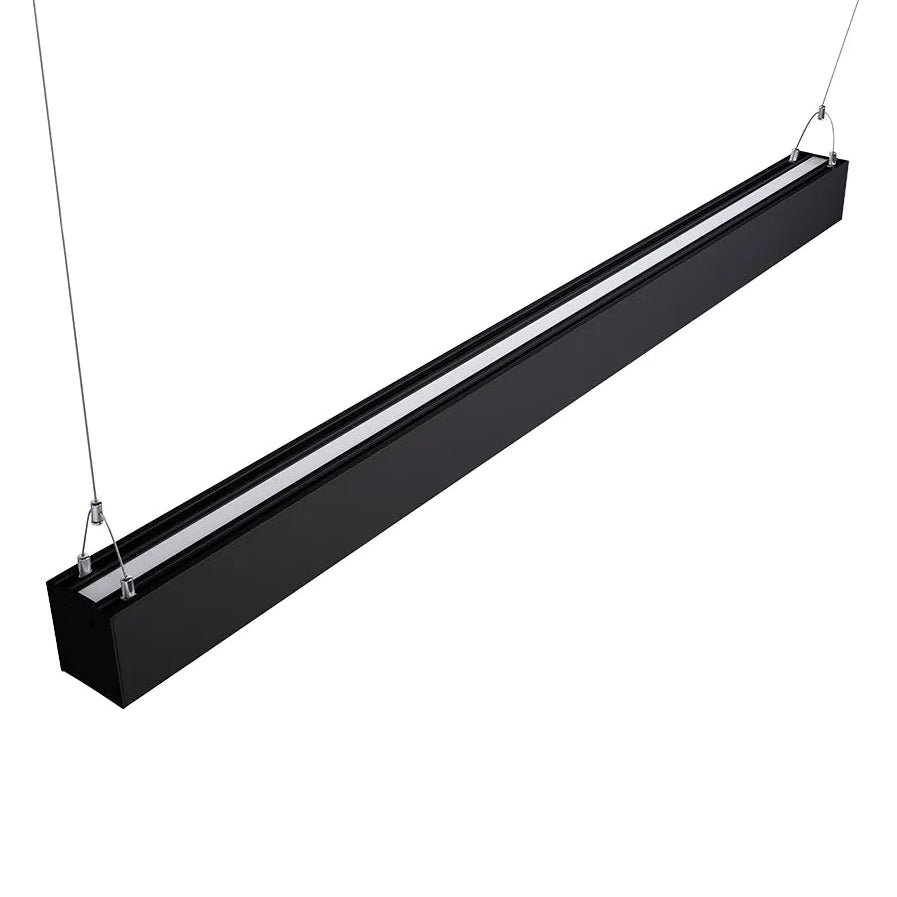 Black architectural linear pendant upper side close-up