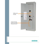 Siemens 200 Amp 30-Space 42-Circuit Main Breaker Generator Ready Outdoor Load Center, model W3042B1200GEN, generator-ready circuit feature diagram