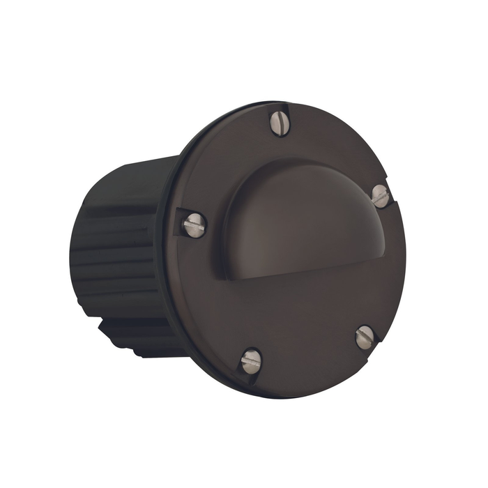 Brass Half-Moon step light in Gun Metal, front view