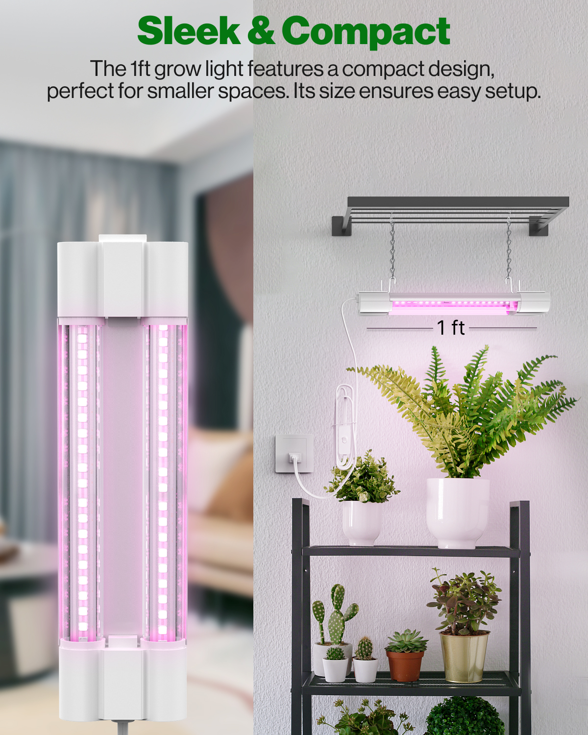 SuncoGrow, LED Grow Light, 1ft, 10W Full Spectrum, Linkable SuncoGrow, LED Grow Light, 1ft, 10W Full Spectrum, Linkable