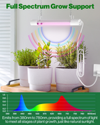 IR and UV light are emitted in small amounts. IR boosts stem growth and flowering, and UV light speeds up germination and improves natural defenses.