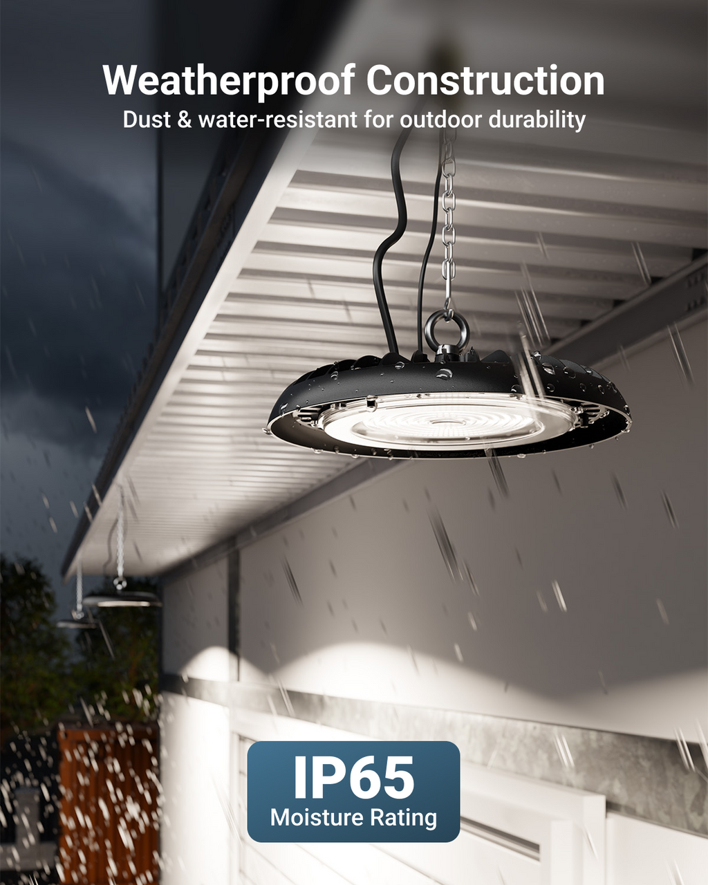 IP65 waterproof rating ensures reliable, bright light in any weather.