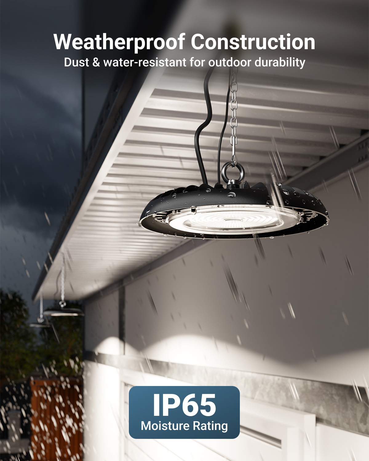IP65 waterproof rating ensures reliable, bright light in any weather.