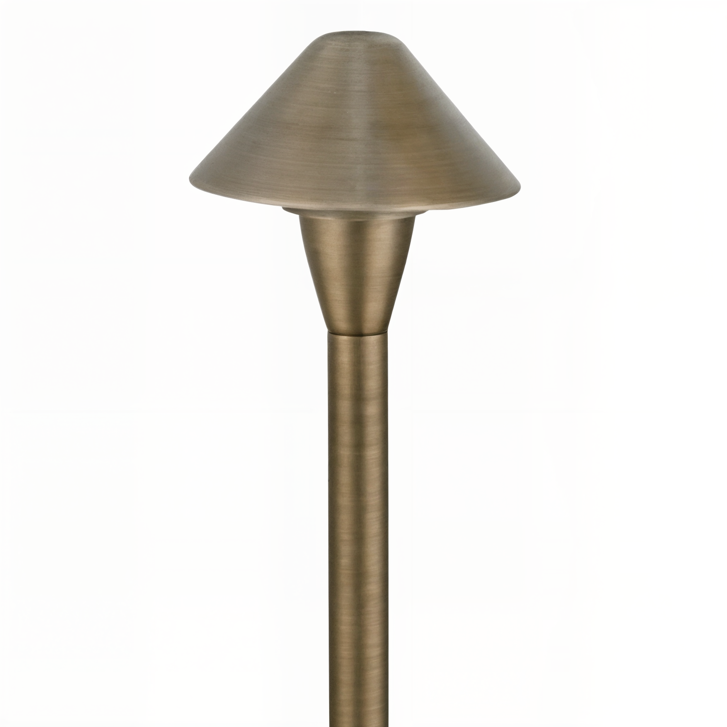 Close-up of 5.25 inch mini cone path light in antique bronze