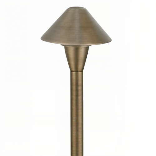 Close-up of 5.25 inch mini cone path light in antique bronze
