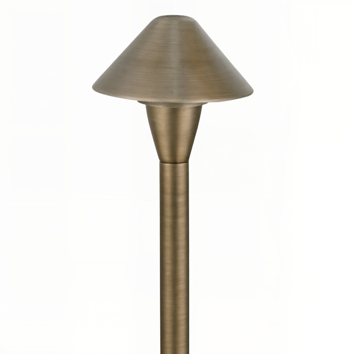 Close-up of 5.25 inch mini cone path light in antique bronze