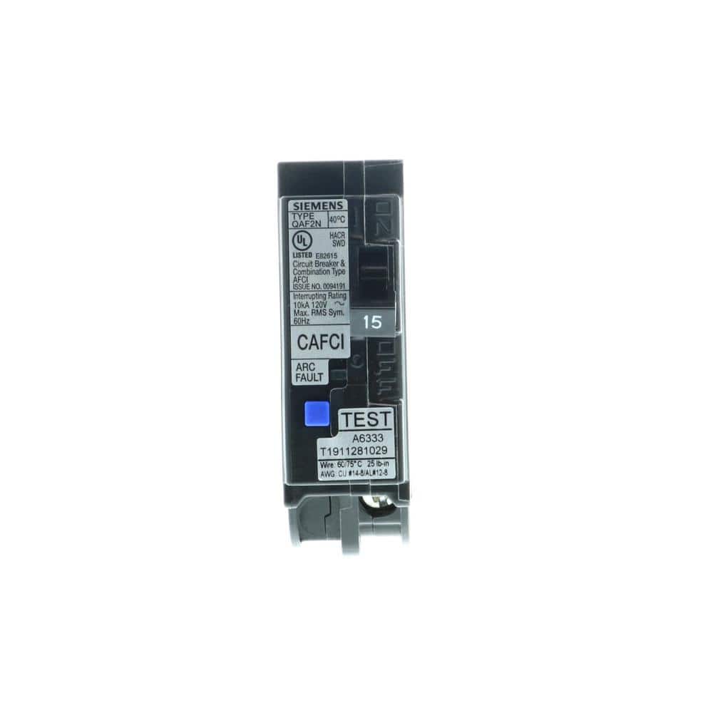 Siemens 1-Pole Combination AFCI Plug-On Neutral Circuit Breaker, model QA115AFCNP, product label detail