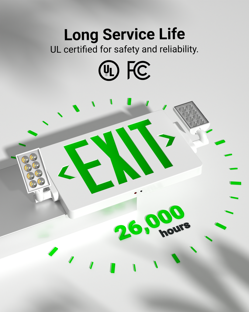 2 Head LED Exit Sign (Green) – Sunco Lighting
