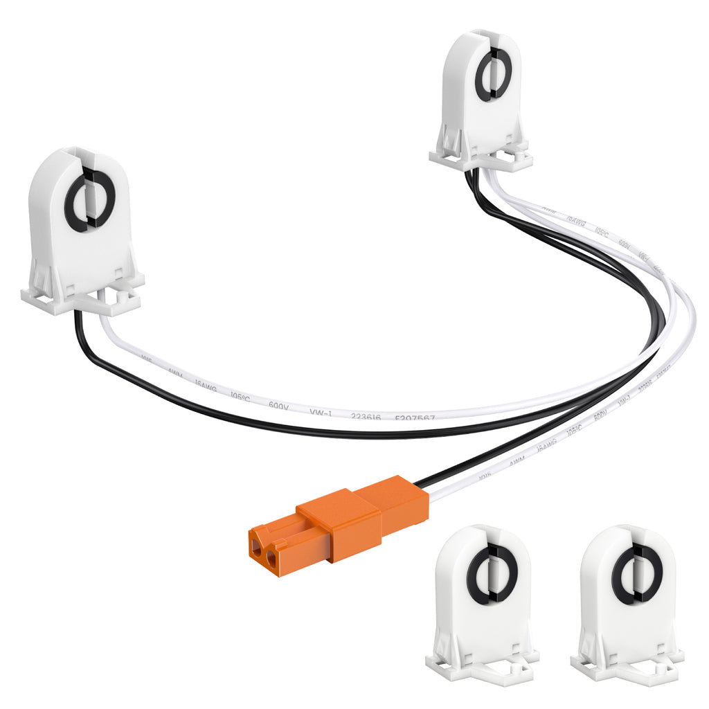 Wiring Harness for 2 Single-End, Non-Shunted Tombstones, T8 Socket