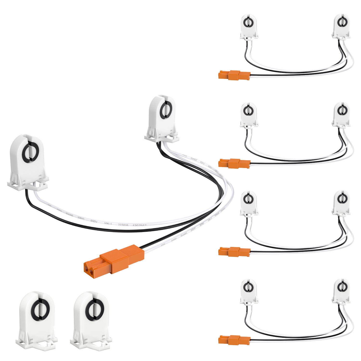 Wiring Harness for 2 Single-End, Non-Shunted Tombstones, T8 Socket