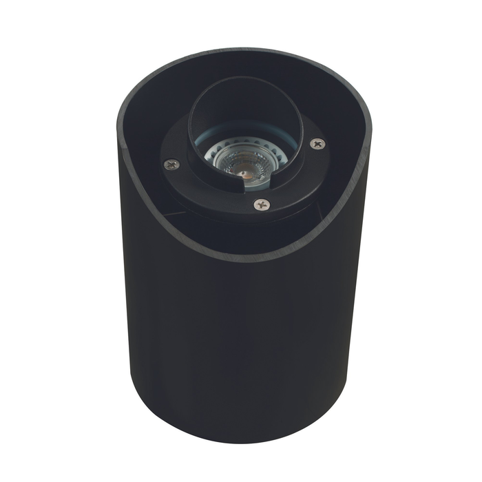 Black hooded shielded-sleeve well light