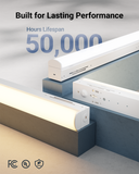 Built to last, our LED strip light fixture boasts a 50,000-hour lifespan, delivering years of reliable, maintenance-free illumination.