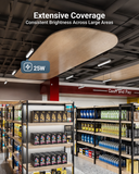 The strip light fixture provides uniform lighting that covers across extensive areas.