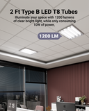 T8 LED Tube, 2ft, Clear Glass, Bypass, Type B, 10W, Single/Double Ended, 1200 Lumens