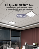 T8 LED Tube, 2ft, Clear Glass, Bypass, Type B, 10W, Single/Double Ended, 1200 Lumens