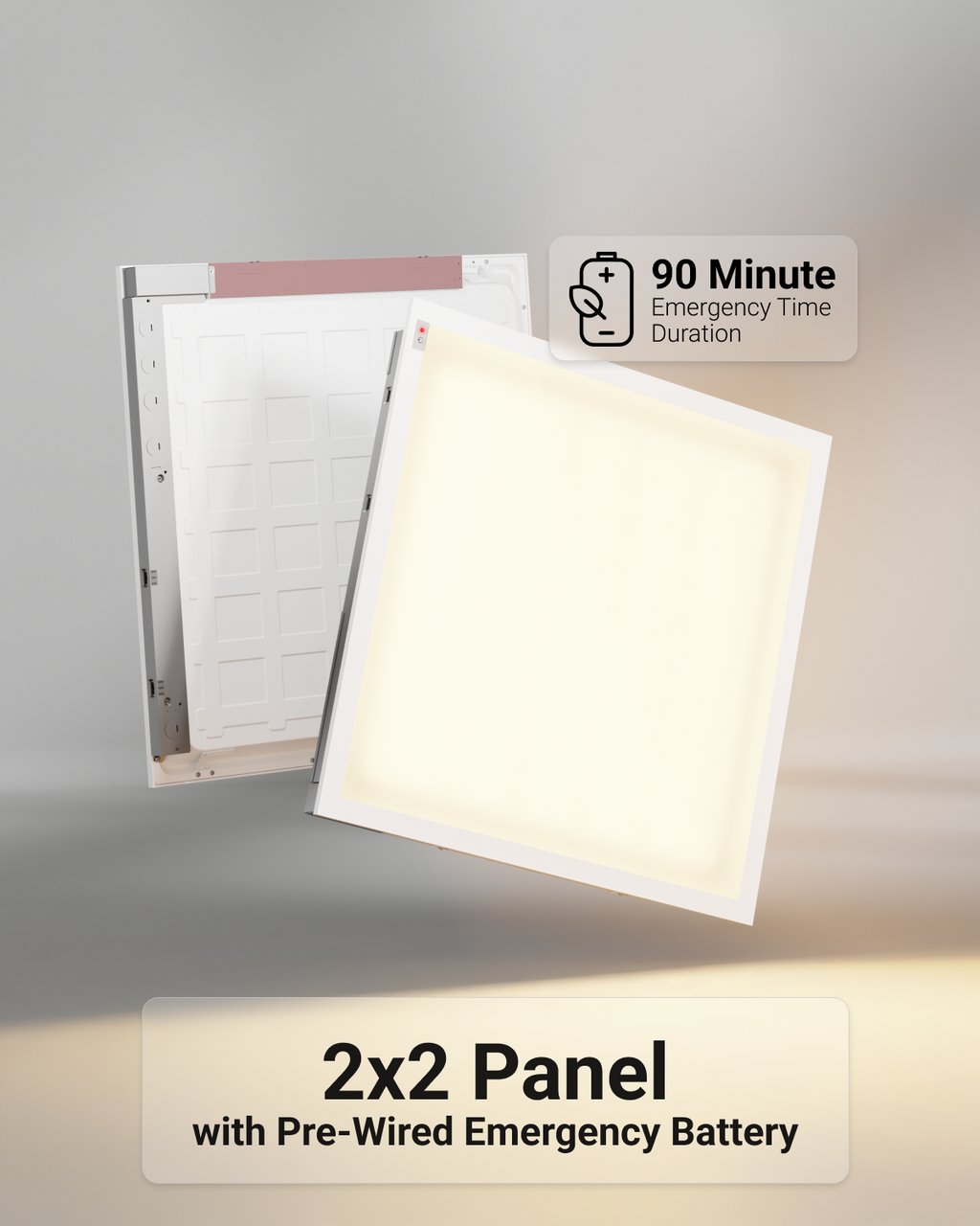 The panel combines powerful LED performance with built-in emergency backup. In the event of a power outage, it automatically provides reliable illumination, ensuring safety and compliance.