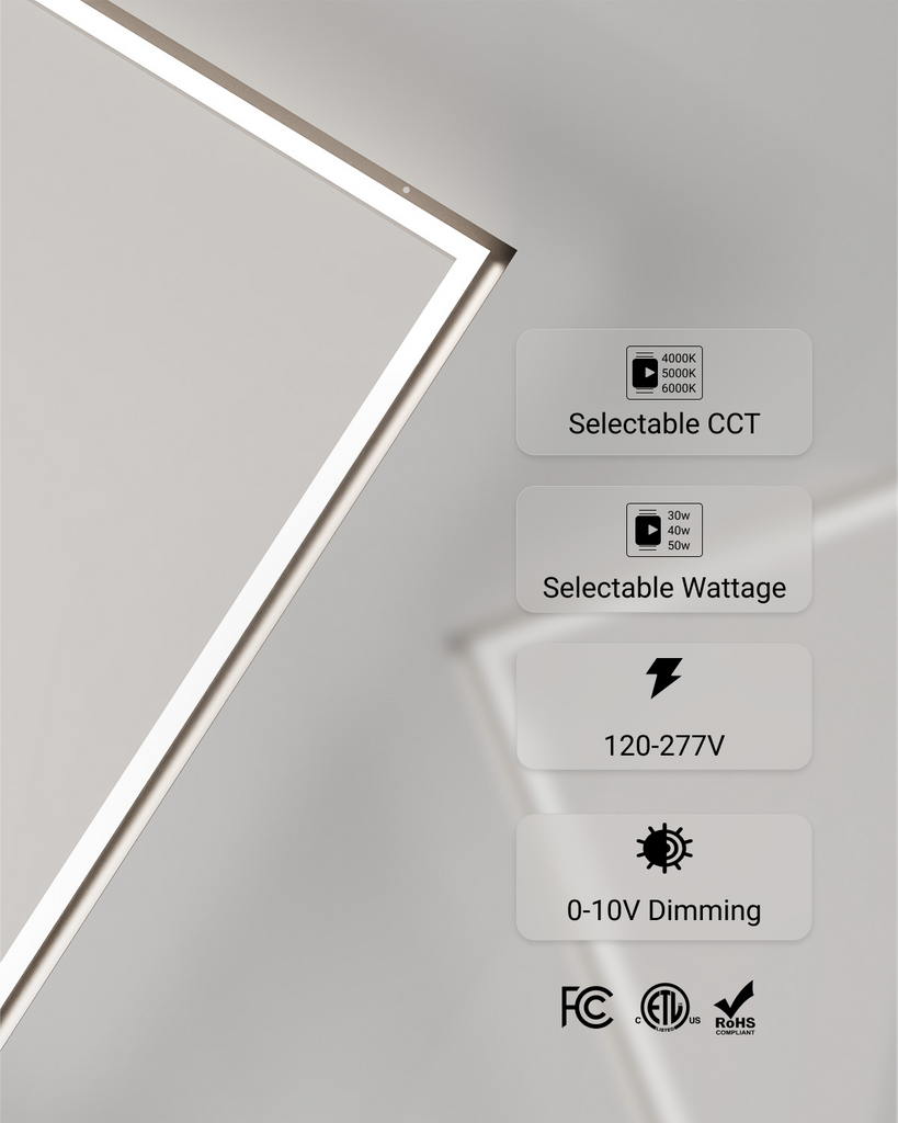 LED Grid Frame Ceiling Light, 50W/40W/30W, 2x4, Selectable Wattage & C ...