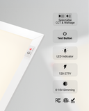 LED Ceiling Panel Light with Emergency Battery, 50W/40W/30W, 2x4, Selectable CCT & Wattage, 6400 Lumens