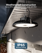 IP65 waterproof rating ensures reliable, bright light in any weather. UL & DLC certified.