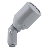 Silver-finish directional landscape light, alternate angled view
