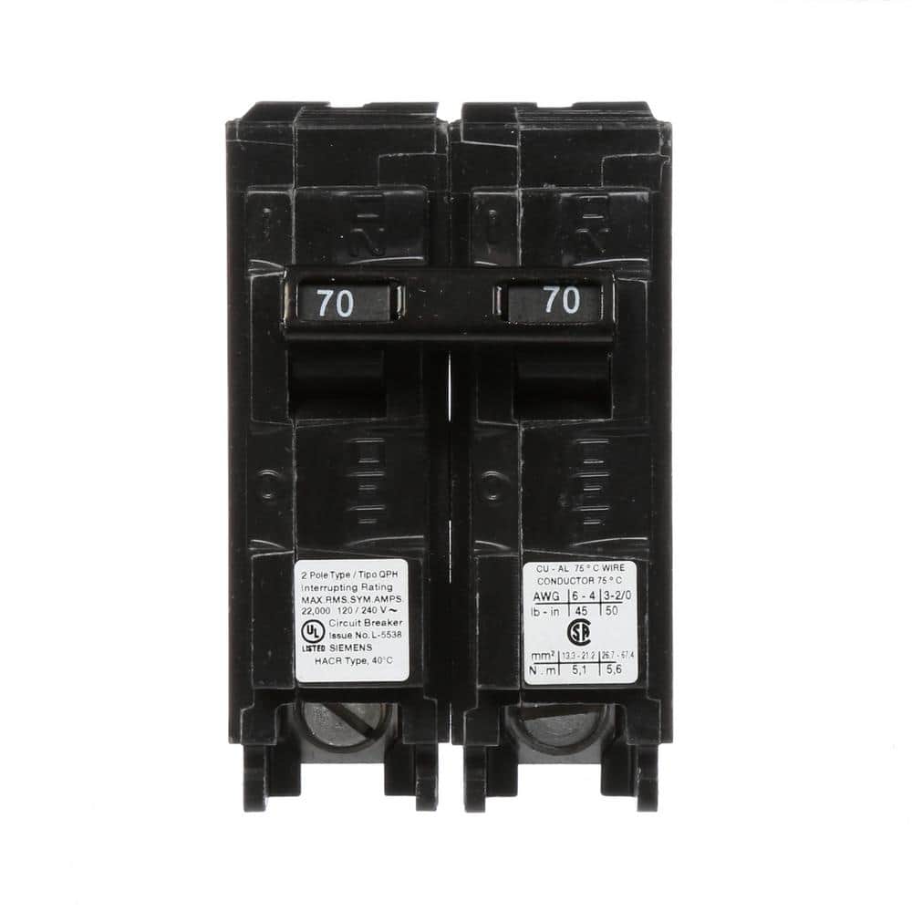Siemens Type QPH Double-Pole 22kA Circuit Breaker, model Q2125H, product label detail