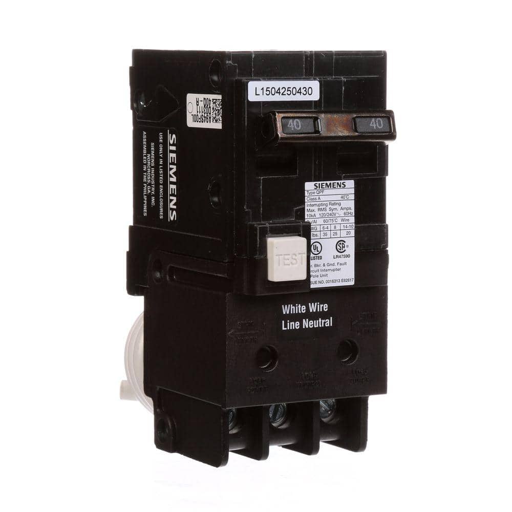 Siemens QPF 2-Pole GFCI Circuit Breaker, model QF230AP, product label detail, image 9