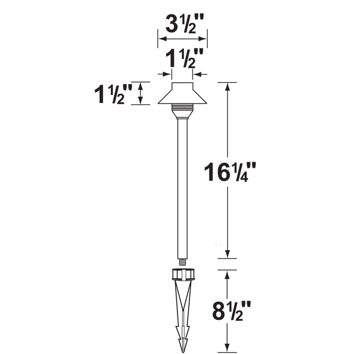 Dimension diagram for 3.5 Inch Mini Umbrella Path Light