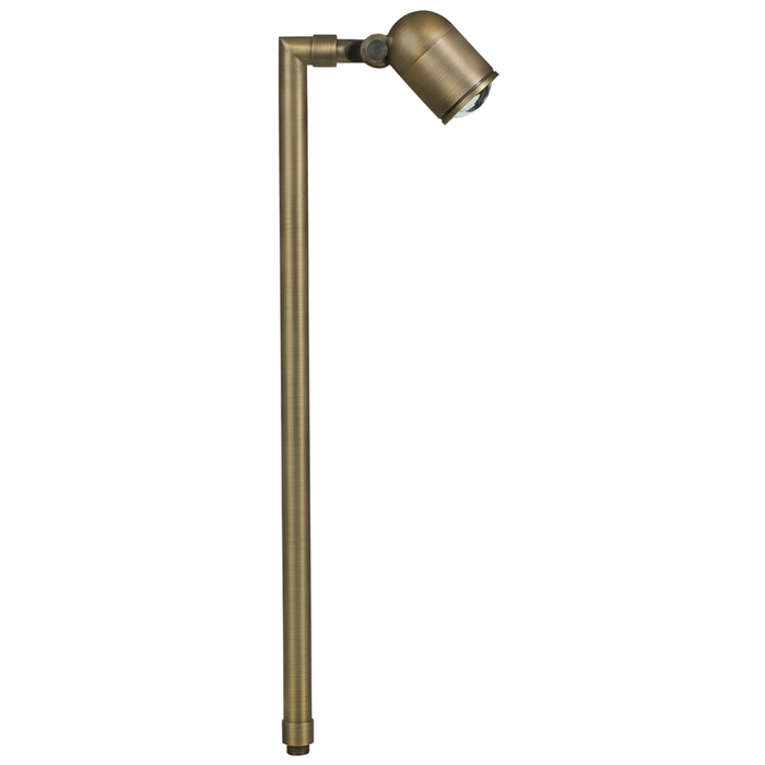 Brass Convex Lens Path Light in Antique Bronze, close product view