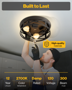 Arcadia 3-Bulb Industrial Ceiling Light with A19 Filament Bulbs, 2400 Lumens
