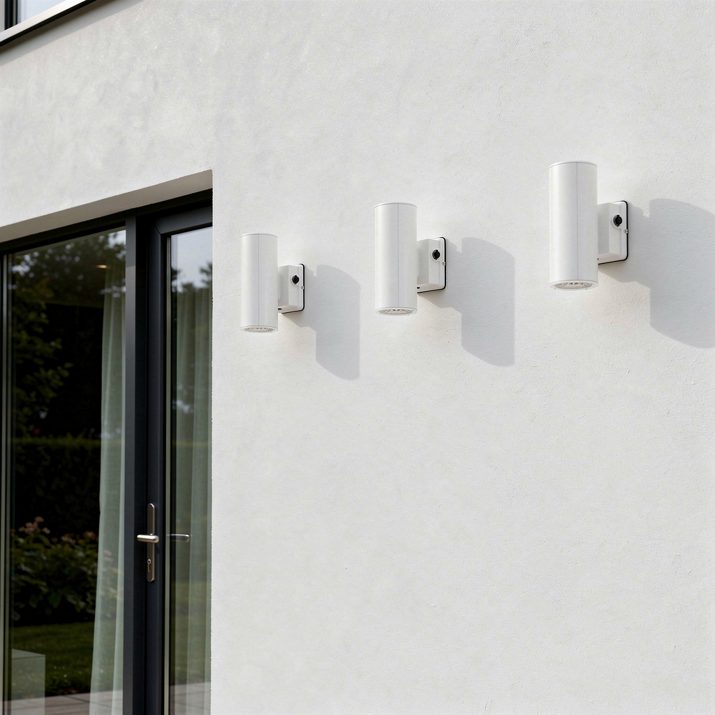 White Cylinder LED Wall Sconce, 20W/16W/10W, Dusk to Dawn Photocell , 2800 Lumens