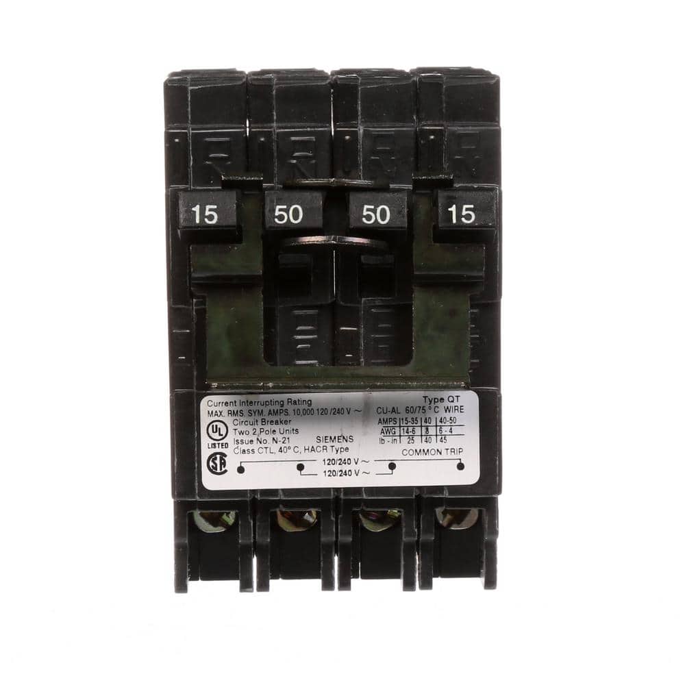 ORIGINAL : Siemens Type QT Quadplex Circuit Breaker, model Q21550CT2, product label detail