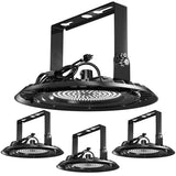 UFO High Bay 150W Plug & Play LED Fixture with U-Bracket, 2-Step Install, 19500 Lumens