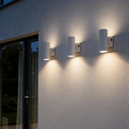 White Cylinder LED Wall Sconce, 20W/16W/10W, Dusk to Dawn Photocell , 2800 Lumens