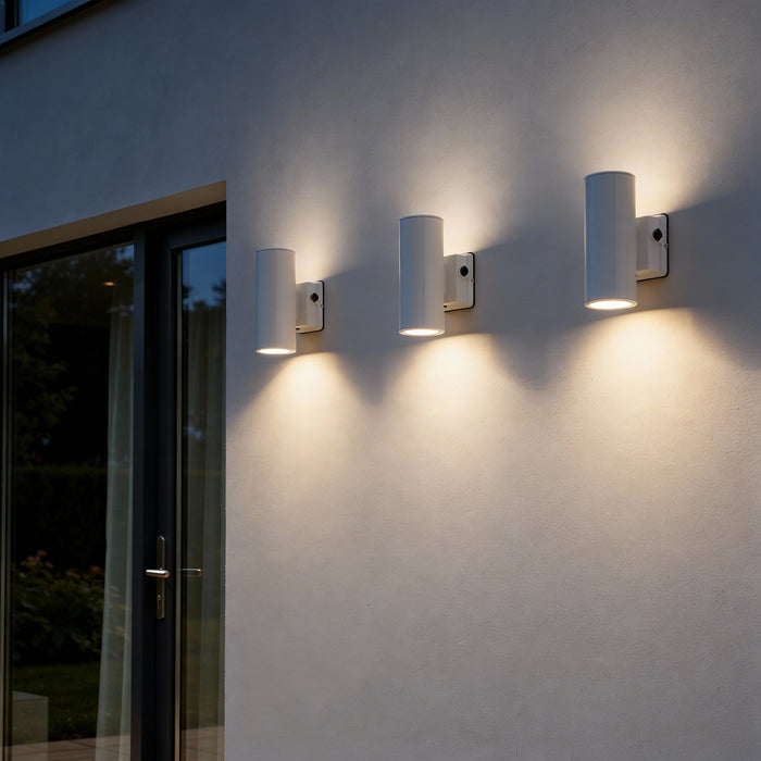 White Cylinder LED Wall Sconce, 20W/16W/10W, Dusk to Dawn Photocell , 2800 Lumens