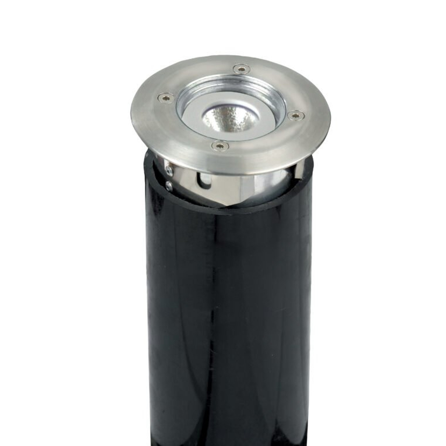 Stainless steel tilted open-face round well light
