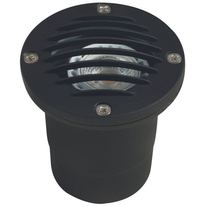 Black louvered round well light