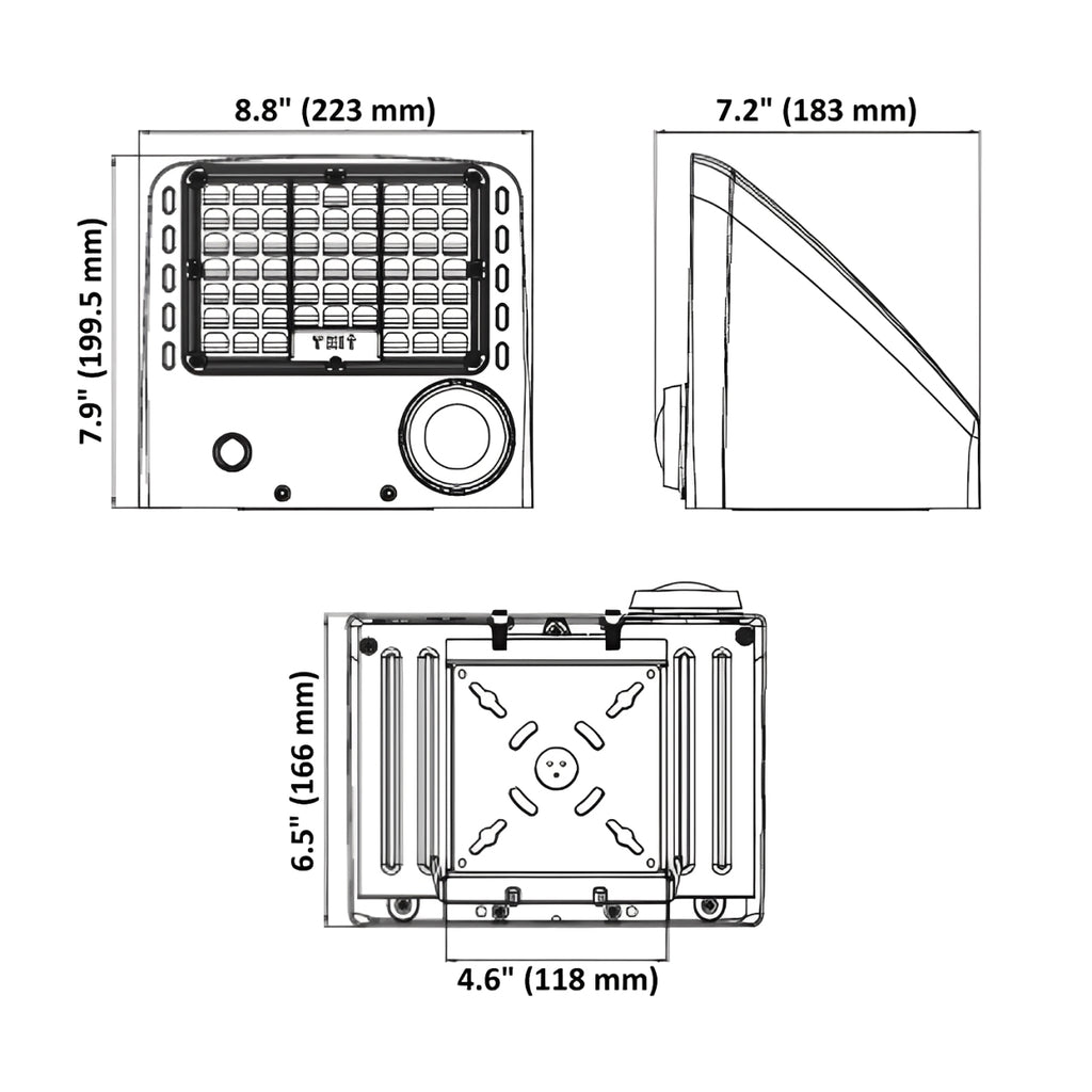 LED Full Cutoff Wall Pack, Dusk to Dawn, 45W/36W/27W/18W, Selectable Wattage & CCT, 7000 Lumens