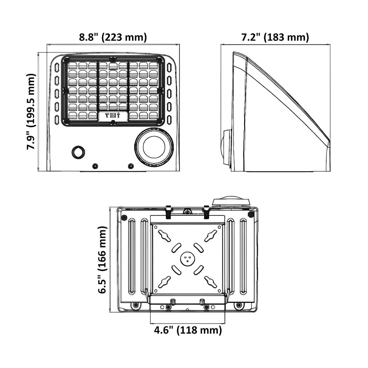 LED Full Cutoff Wall Pack, Dusk to Dawn, 45W/36W/27W/18W, Selectable Wattage & CCT, 7000 Lumens